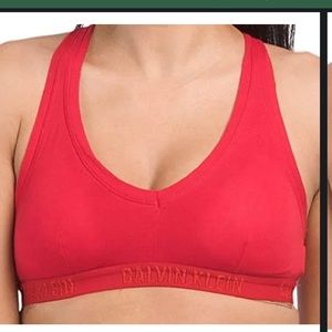 Calvin Klein Lightly Lined Red Monocrome Logo Bralette Bra